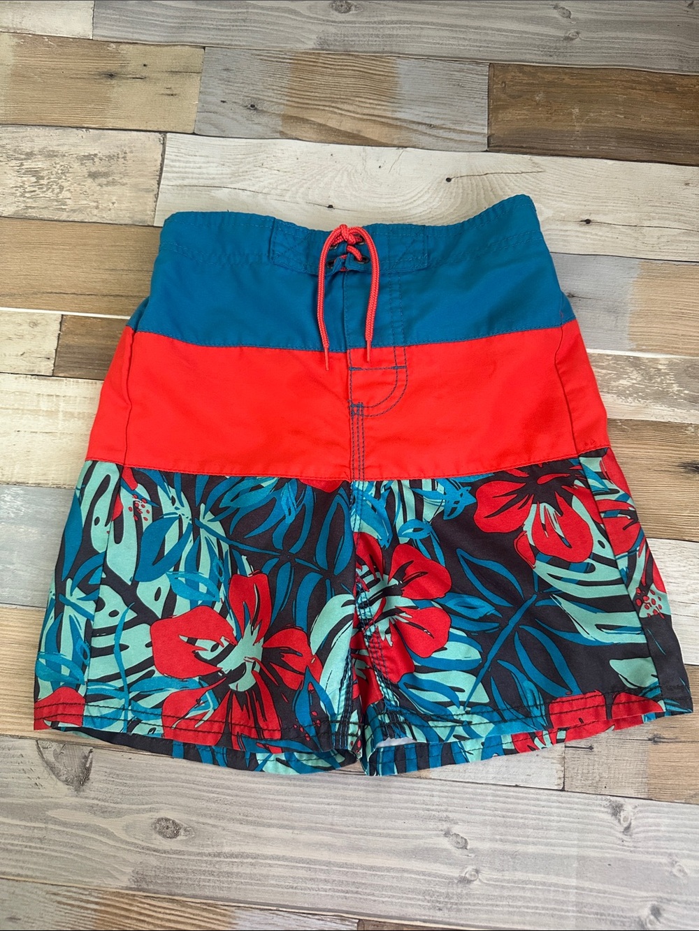 OshKosh B'gosh Turquoise & Red Floral Swim Shorts